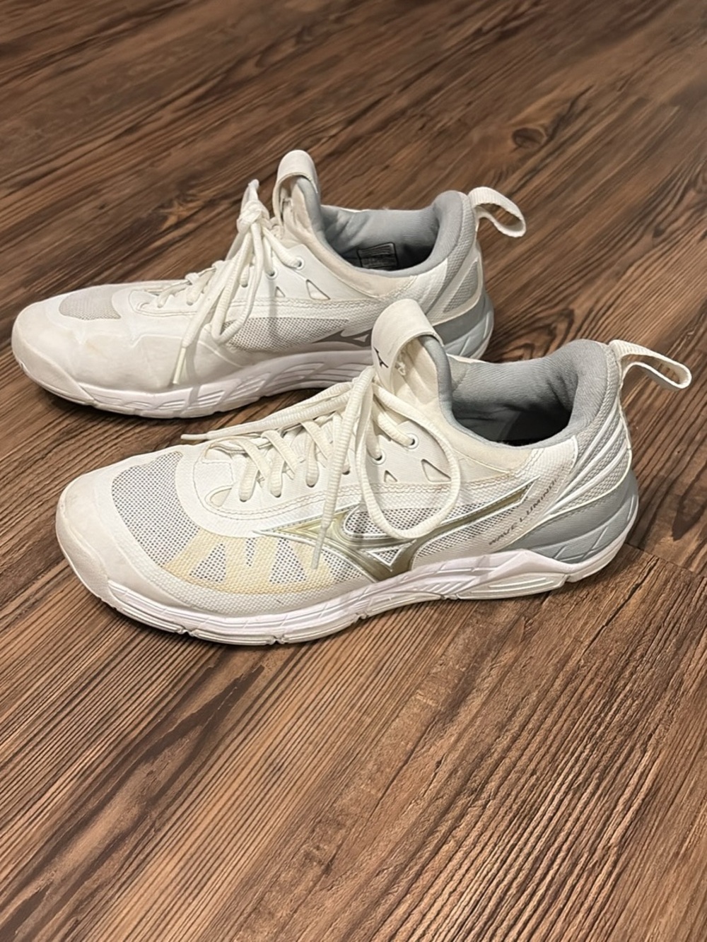 Mizuno Women's Cream and Gray Athletic Sneakers - Breathable Support